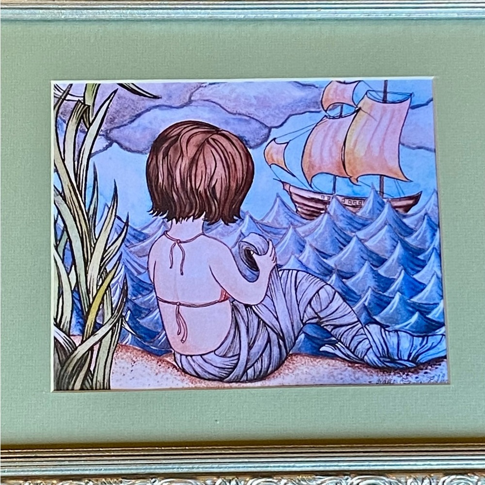 Framed Mermaid Fine Art Watercolor Print